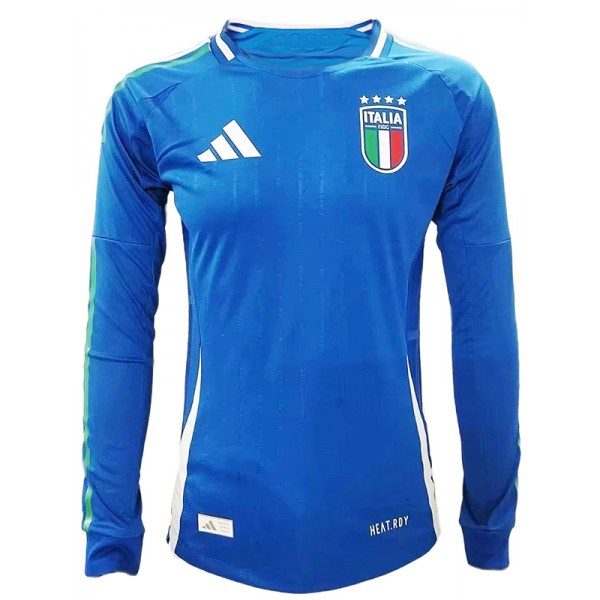Italy home long sleeve jersey soccer uniform men's first sportswear football kit top shirt 2024 Euro cup